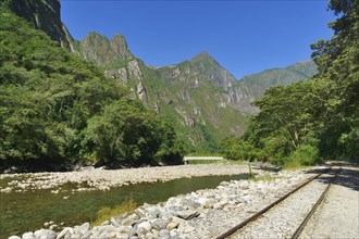 Railway tracks at Rio Urubamba towards Cusco