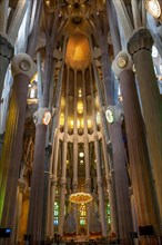 Interior of the Sagrada Familia or Basilica i Temple Expiatori de la Sagrada Familia