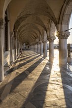 Sun shining in portico at Doge's Palace