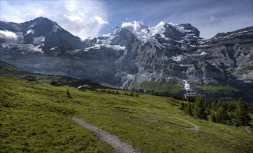 Hiking trail in front of the Eiger north face