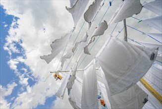 White laundry drying on a clothesline