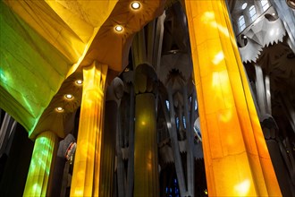 Interior of the Sagrada Familia or Basilica i Temple Expiatori de la Sagrada Familia