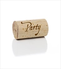 Party branded wine cork isolated on a white background
