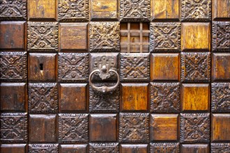 Wooden ornately carved entrance door