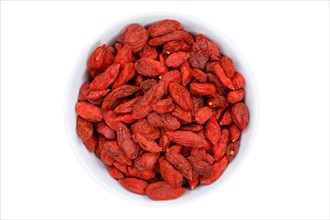 Goji berries Goji berries from above crop in front of a white background
