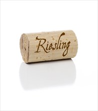 Riesling wine cork isolated on white background