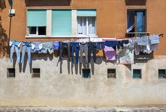 Laundry drying on a clothesline