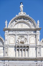 Marble facade with Venetian winged lion