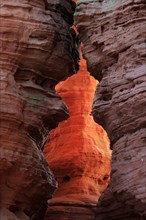 Rock formation of sandstone at light incidence