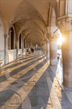 Sun shining in portico at Doge's Palace