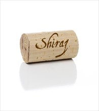 Shiraz wine cork isolated on white background