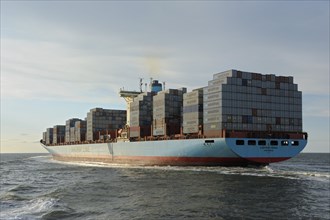 Container ship in the Elbe estuary