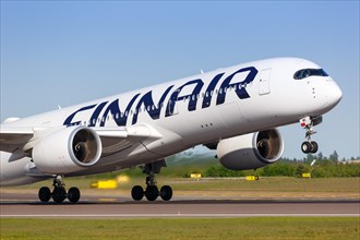 A Finnair Airbus A350-900 with the registration OH-LWK takes off from Helsinki Airport