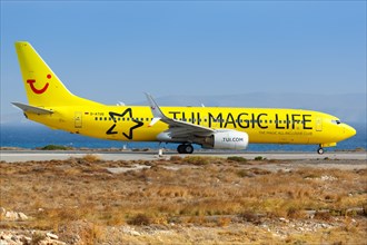 A TUIfly Boeing 737-800 with the registration D-ATUG and the special livery TUI Magic Life at Heraklion Airport