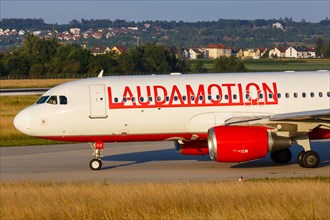 A LaudaMotion Airbus A320 with the registration OE-LOD at Stuttgart Airport