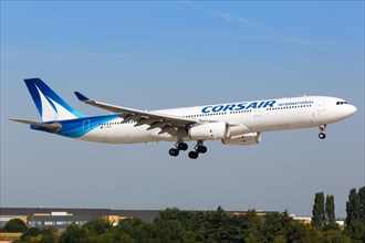 A Corsair International Airbus A330-300 with the registration F-HZEN lands at Paris Orly Airport
