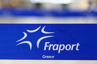Fraport Greece logo in the terminal of Rhodes Airport