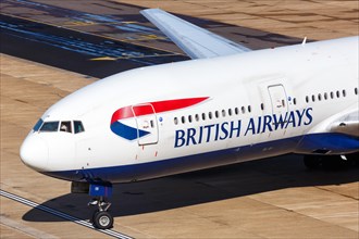 A British Airways Boeing 777-200ER with registration number G-VIIR at London Gatwick Airport