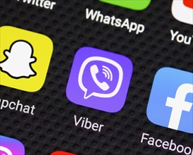 Viber app icon on a smartphone