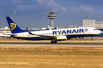 A Ryanair Boeing B737-800 with the registration EI-DLK takes off from Palma de Majorca Airport