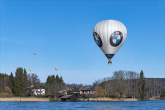 Moving hot air balloons during the Montgolfiade 2020 in Bad Wiessee