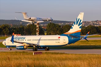 A Boeing 737-800 of SunExpress with the registration TC-SNO at Stuttgart Airport