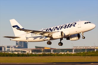 A Finnair Airbus A319 with the registration OH-LVB takes off from Helsinki Airport