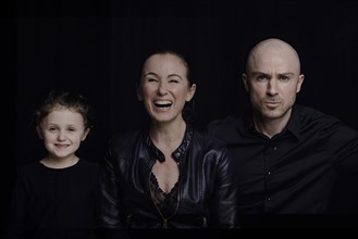 Family on black background