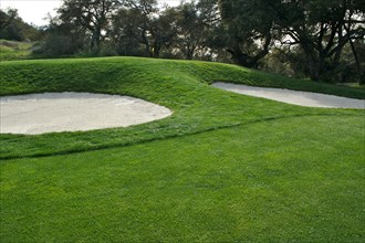 Abstract of golf course bunkers on a spring day