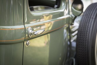 Detail abstract of beautiful vintage car door and handle