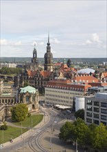 Old town from above with Dresden Zwinger