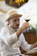 Man during wine tasting