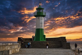 Green and white lighthouse