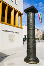 City column in front of New City Hall Bernau