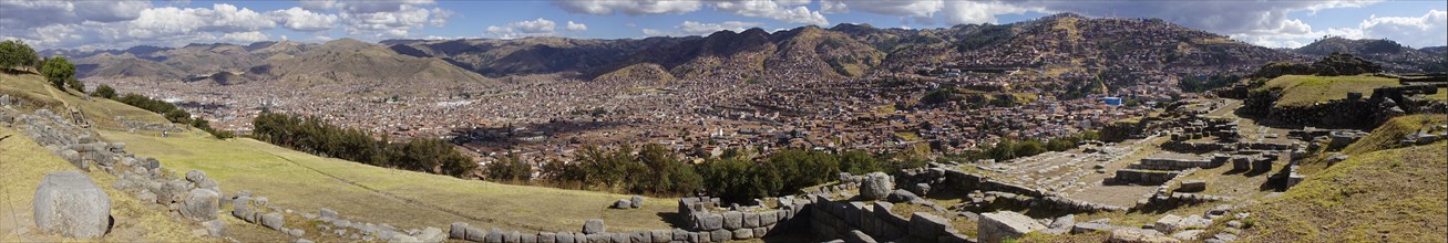 View from the Inca ruins Sacsayhuaman to the city