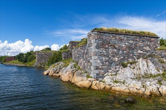 Fortified walls at the Unesco world heritage site Suomenlinna sea fortress