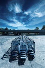 Row of baggage carts at the former Berlin Tegel Airport