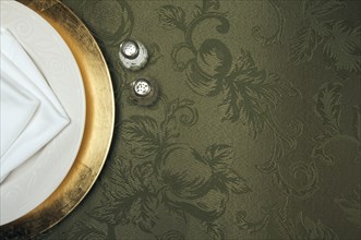 Silk background and plate setting overhead