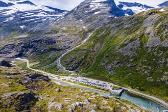 Trollstigen mountain road from the air