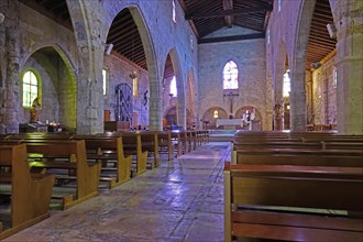 Interior Gothic church Eglise Notre Dame des Sablons