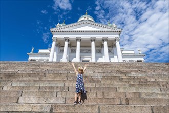Young girl before the Helsinki Cathedral