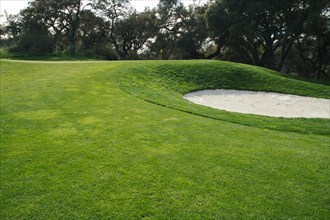 Abstract of golf course bunkers on a spring day