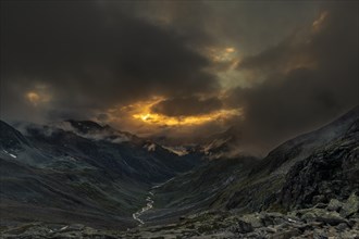 Sunset with dramatic clouds over Windbachtal