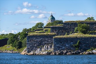 Fortified walls at the Unesco world heritage site Suomenlinna sea fortress