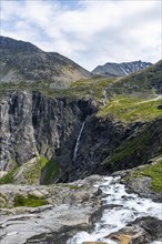 Waterfall along Trollstigen mountain road