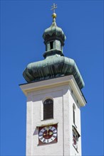 Church tower with tower clock