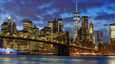 New York City Skyline Night City Manhattan Panorama Brooklyn Bridge World Trade Center WTC in New York