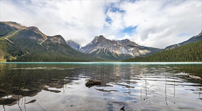 Mountains reflected in Emerald Lake