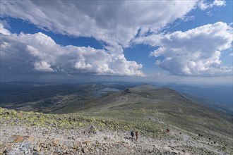 Hikers on the slopes of Gausta or Gaustatoppen highest mountain in Norway