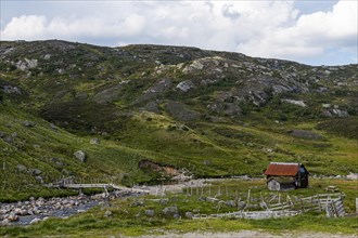 Hut in the mountains above Lystrefjord
